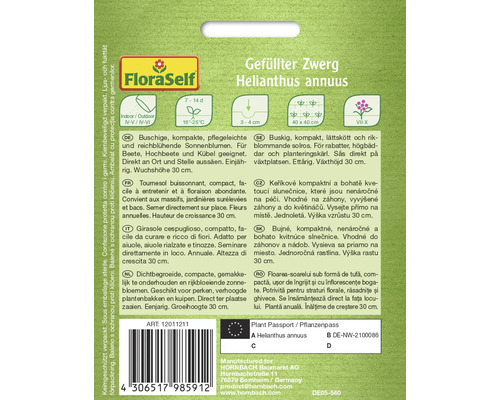 Ambalaj cu semințe de Helianthus annuus pitic umplut