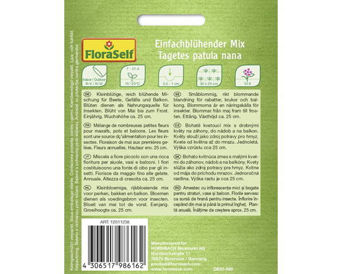 Pachet de semințe FloraSelf Tagetes patula nana