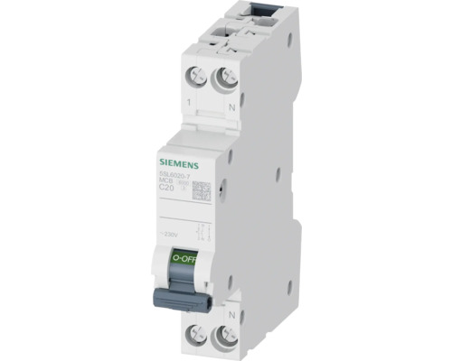 Întreruptor automat Siemens MCB 1P+N 20A 6kA, curbă C | HORNBACH
