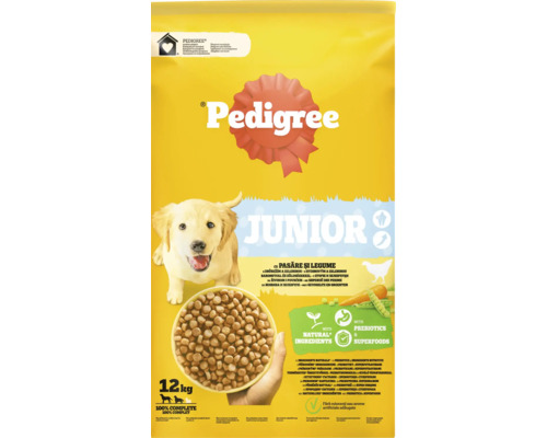 Hrană uscată pentru câini Pedigree Junior cu pasăre și legume 12 kg