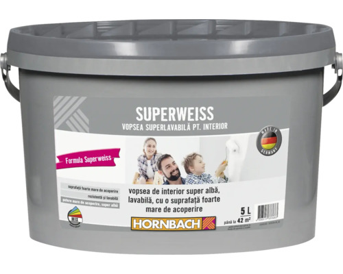 Vopsea lavabilă de interior super albă Superweiss 5 l