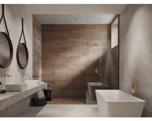 Baie cu chiuvetă dublă, oglinzi, căzi și duș