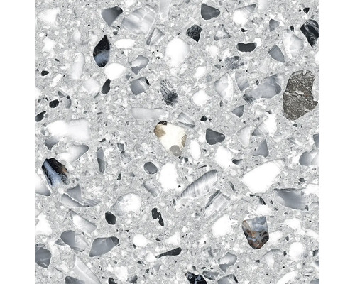 Prim-plan cu o placă de podea cu aspect de terrazzo