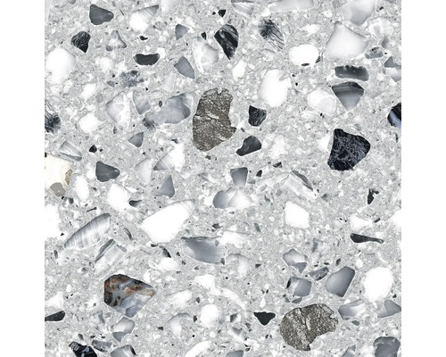 Prim-plan cu o placă de terrazzo cu pietre neregulate