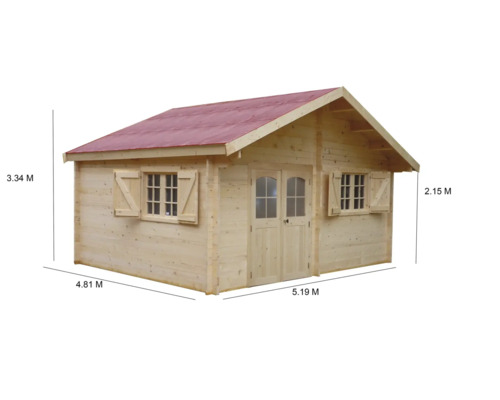 Cabină de grădină din lemn cu ușă, ferestre și dimensiuni