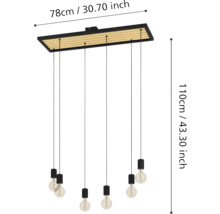 Lampa suspendată cu șase becuri și dimensiuni de 78 cm și 110 cm