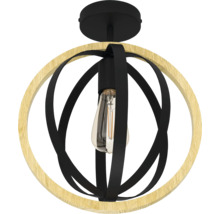 Lumină de tavan cu design rotund din lemn și metal