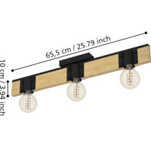 Lumină de plafon cu trei becuri, dimensiuni 65,5 cm pe 10 cm