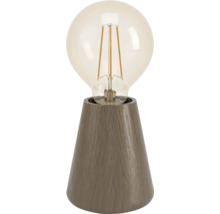 Lampă de masă cu bec decorativ și bază din lemn