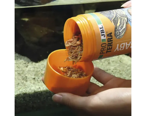 Hrana pentru țestoase JBL Pro Terra Baby este turnată într-un recipient