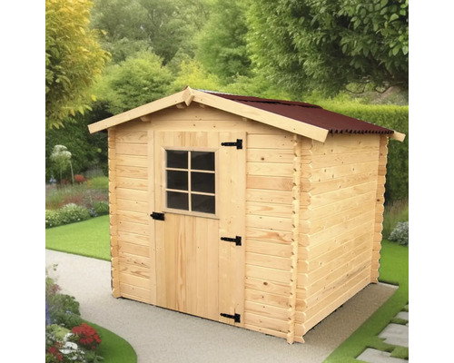 Căsuță de grădină HABRITA fără podea lemn masiv rășinoase 205x199 cm natur Cabină de grădină din lemn cu ușă și fereastră