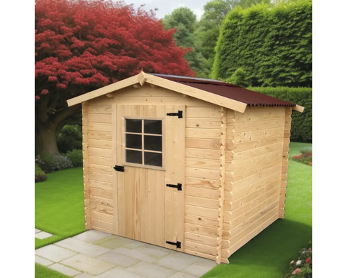 Cabină de grădină din lemn cu fereastră și ușă în grădină