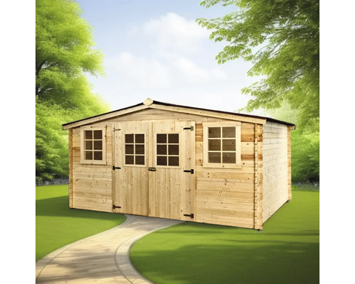 Casă de grădină din lemn cu ușă dublă și ferestre