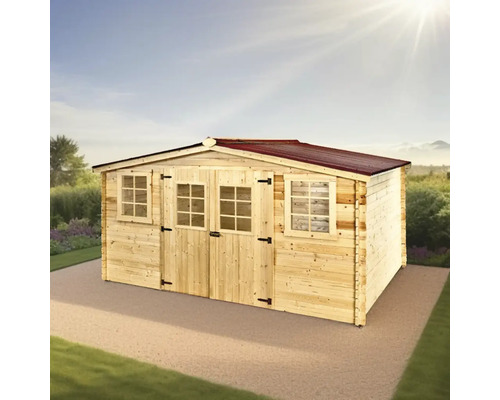 Căsuță de grădină din lemn cu ușă dublă și ferestre