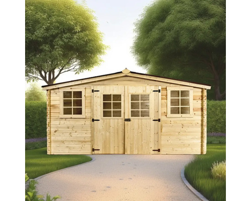 Cabină de grădină din lemn cu ferestre și ușă dublă