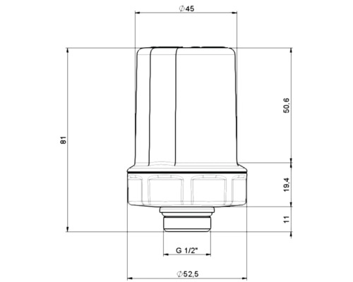 Desen tehnic al unui filtru de apă cu dimensiuni