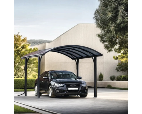 Copertină auto cu o mașină dedesubt