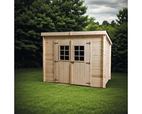 Cabină de grădină din lemn cu ușă dublă și ferestre