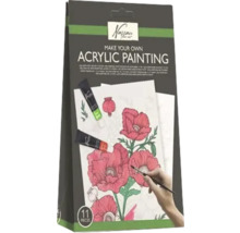 Set de pictură acrilică cu motiv floral și accesorii într-un ambalaj