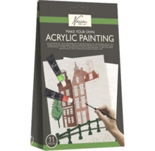 Set de pictură acrilică pentru bricolaj cu tuburi de vopsea, pensule și șablon