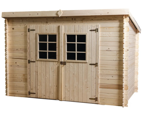 Cabină de grădină din lemn cu ușă dublă și ferestre