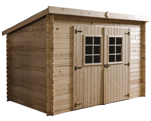 Casă de grădină din lemn cu ușă dublă și două ferestre