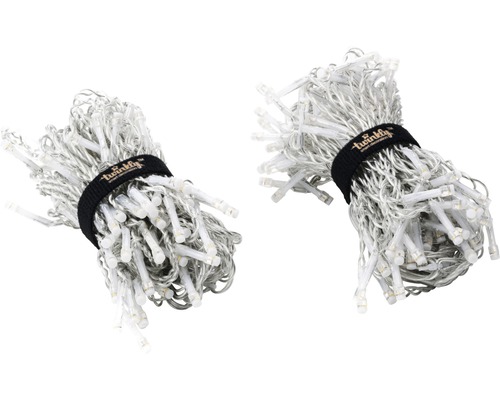 Două șiruri luminoase cu LED-uri legate împreună cu o bandă neagră