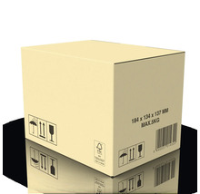 Cutie de carton cu dimensiunile 184 x 134 x 137 milimetri și o greutate maximă de 5 kilograme