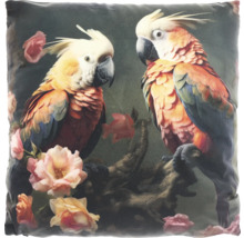 Pernă decorativă cu motiv de cacadu și flori