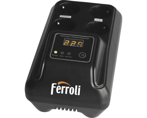 Regulator de tensiune Ferroli cu afișaj digital și prize
