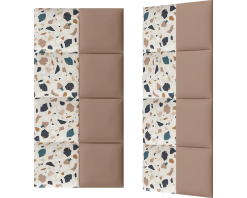 Panouri de perete tapițate cu design terrazzo și uni