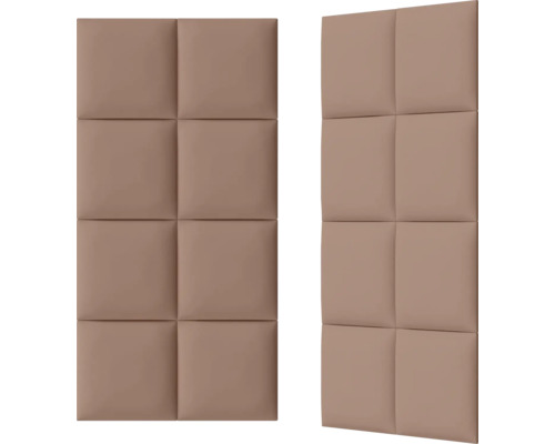 Panou tapițat pentru perete teracotă 30x30 cm Două panouri de perete dreptunghiulare, matlasate