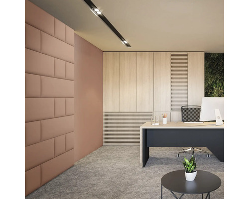 Birou modern cu panouri acustice pe perete, birou și mobilier de birou