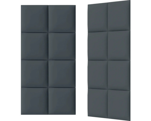 Două panouri fonoizolante cu model pătrat pentru montare pe perete.