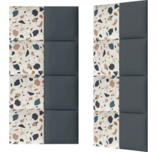 Două panouri de perete cu model de terrazzo și design într-o singură culoare