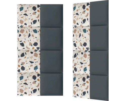 Două panouri de perete cu model de terrazzo și design într-o singură culoare