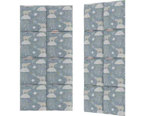 Panou tapițat pentru camera copiilor Galactica 30x30 cm Panouri decorative de perete cu motiv de urs