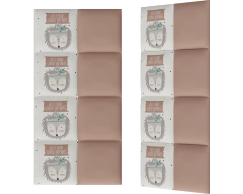 Două panouri fonoizolante pentru decorarea pereților, unul cu motiv de arici și celălalt uni.