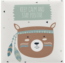 Placă decorativă cu motiv de urs și inscripția Keep Calm and Stay Positive