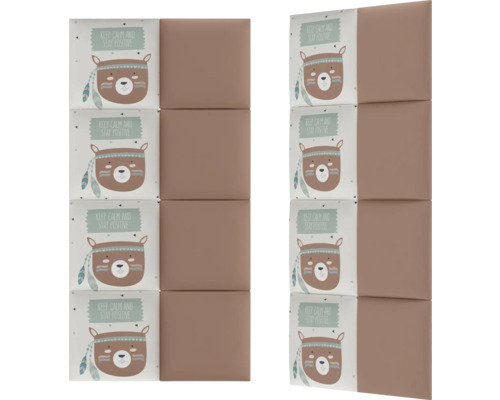 Panouri de perete pătrate, unele cu motiv de urs și inscripția ''Keep calm and stay positive''