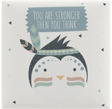 Placă decorativă cu inscripția „You are stronger then you think” și o ilustrație stilizată cu animale