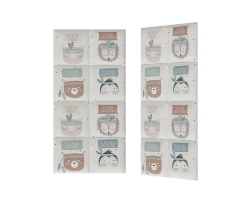 Panou tapițat pentru camera copiilor Skipper 30x30 cm Două panouri fonoizolante cu motive de animale pentru camera copiilor.