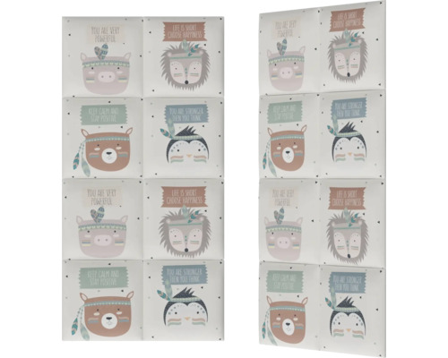 Panou de perete cu motive animale infantile și mesaje pozitive pentru designul pereților