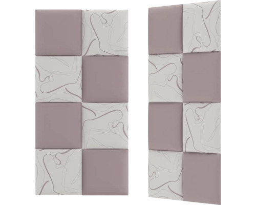 Două panouri de izolare fonică cu modele geometrice pentru montare pe perete.