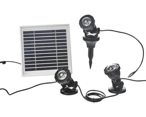 Set de lumini solare pentru iaz cu trei lumini și modul solar