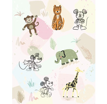 Ilustrație cu maimuță, leopard, Mickey Mouse, elefant și girafă