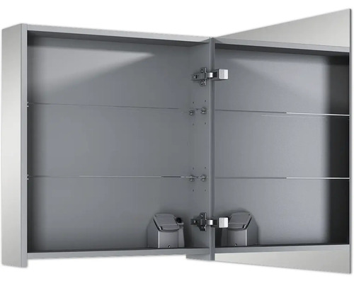 Dulap cu oglindă deschis cu rafturi pentru baie