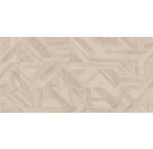 Gresie de pardoseală deschisă la culoare, cu aspect de lemn, în model herringbone