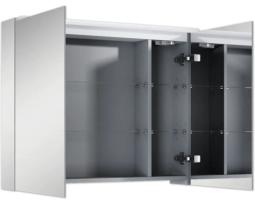 Dulap cu oglindă deschis cu rafturi pentru baie