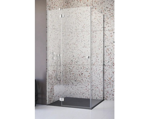 Set cabină de duș pătrată Radaway Torrenta KDJ 90L cu cădiță de duș și sifon 90x90 cm, sticlă transparentă, profil crom